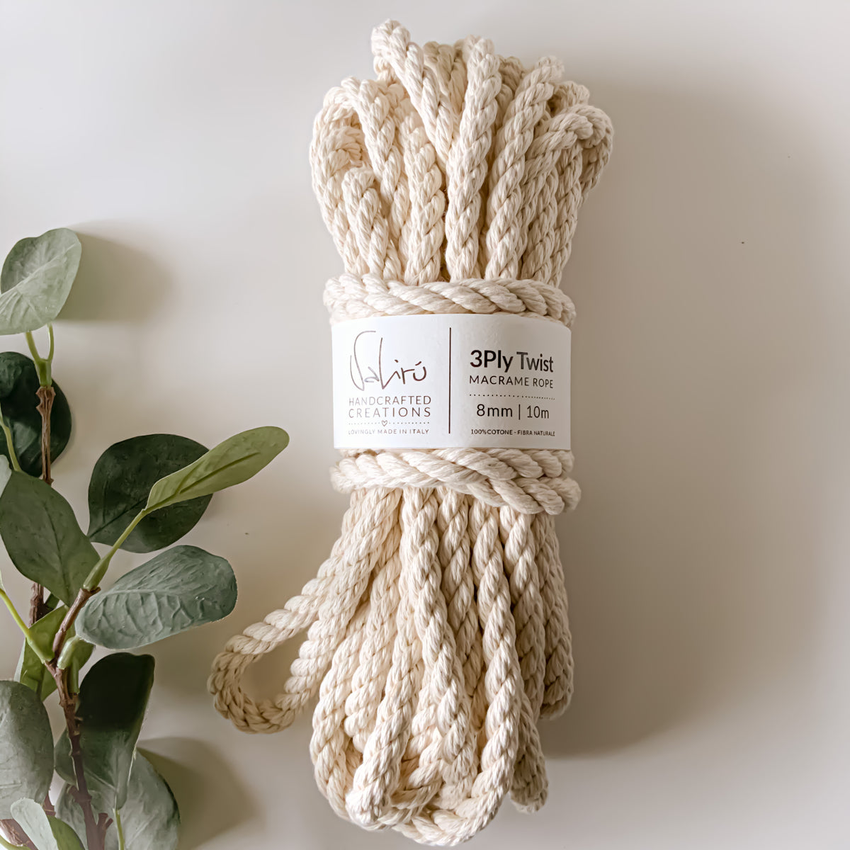 AOM 1 Metro di Cotone Beige Tre Corde di Corda Intrecciata Corda spago Artigianato Filo di Cotone 4mm-20mm di Spessore per Decorativi Fatti a Mano, 6 mm 1 Metro