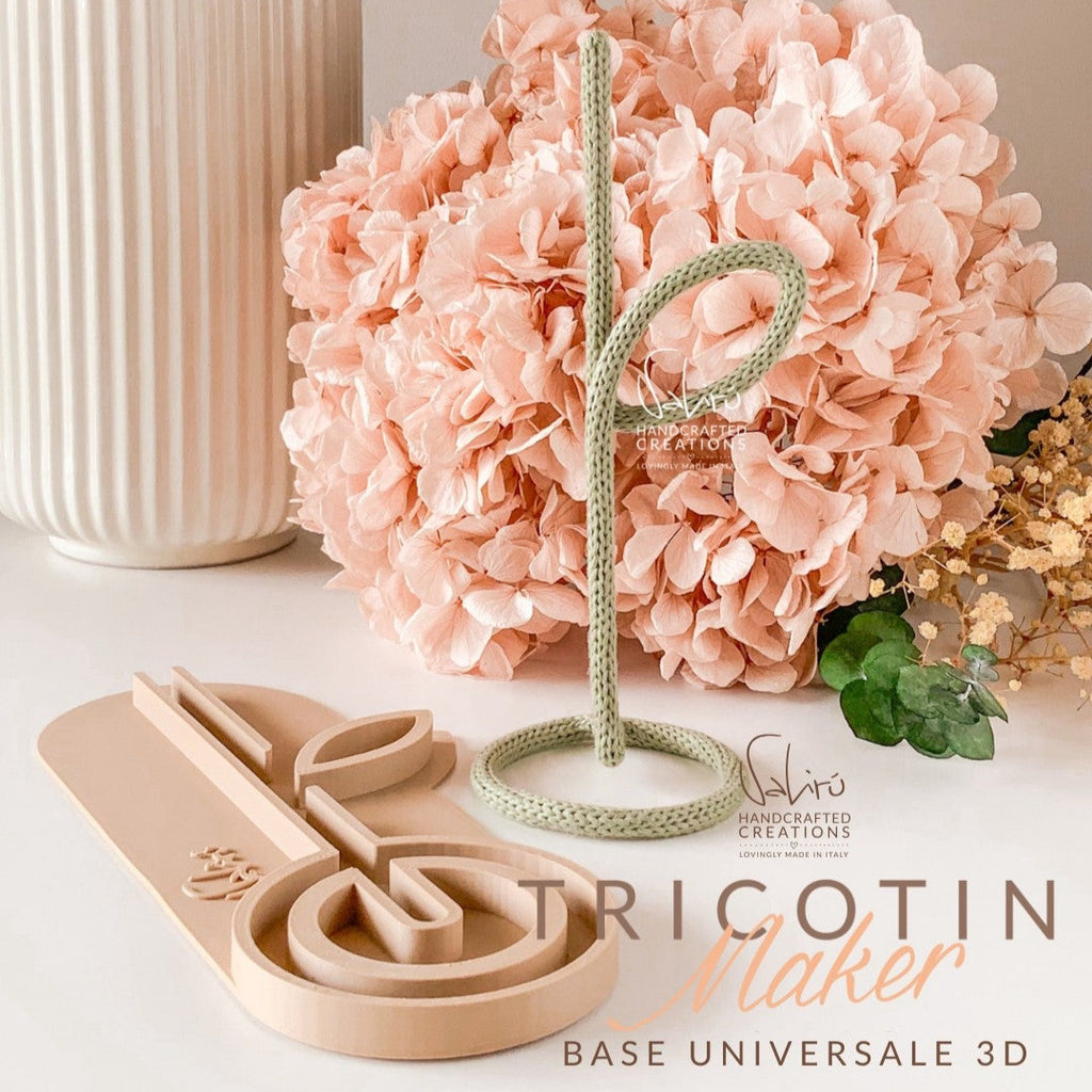Tricotin Maker – Base 3D universale per braided cord: supporto con foglia, mini piedistallo e struttura verticale regolabile