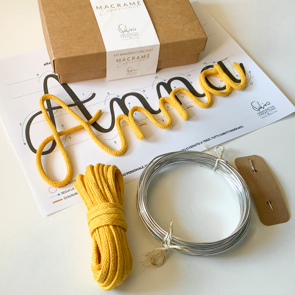 braided cord text tricotin kit italia valiru nome fiocco nascita personalizzato macramè filo in ferro 
