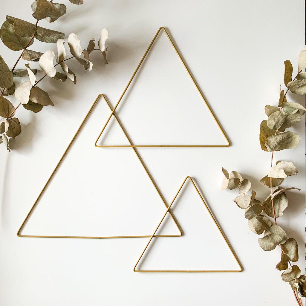 triangle metal shape ferro macramè ghirlanda triangolo in ferro gold oro