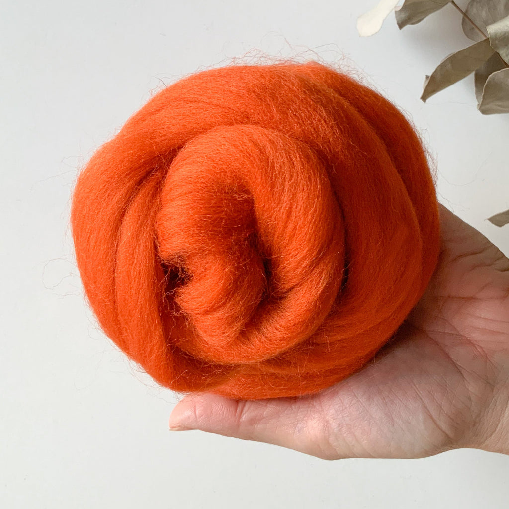 Valiru 100% lana cardata pura 25gr italia pecora pettinata lana corta infeltrimentoacqua ago non trattata macramè telaio arancione