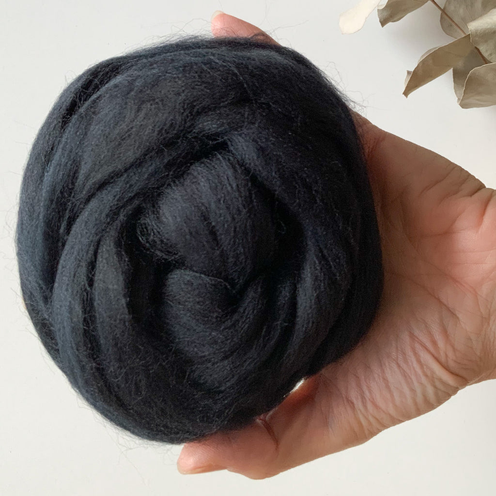Valiru 100% lana cardata pura 25gr italia pecora pettinata lana corta infeltrimentoacqua ago non trattata macramè telaio  black