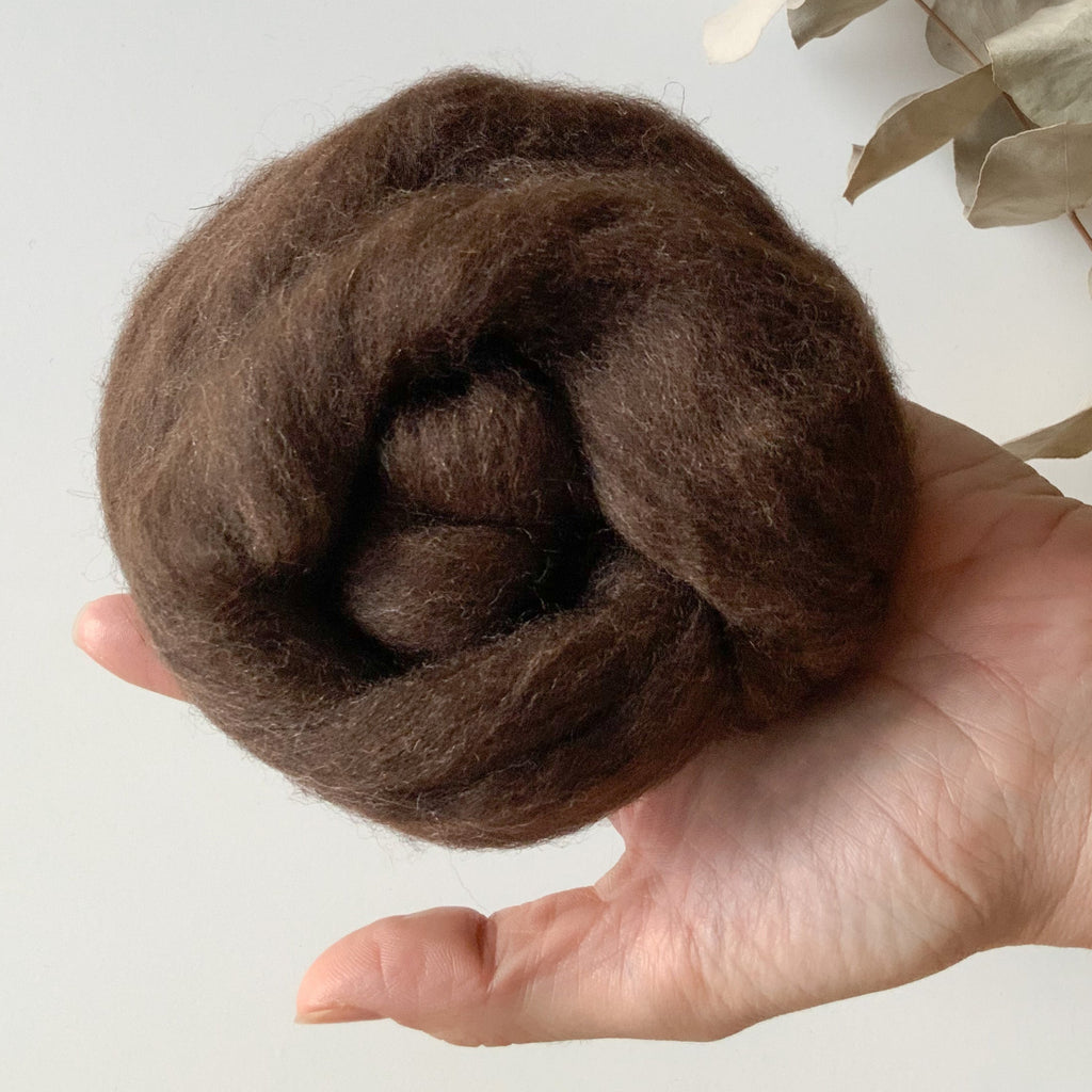 Valiru 100% lana cardata pura 25gr italia pecora pettinata lana corta infeltrimentoacqua ago non trattata macramè telaio  marrone
